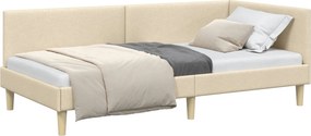vidaXL Sarokágy keret Krém 80 cm x 200 cm Szövet és Plywood