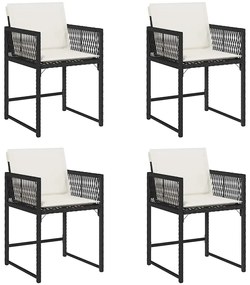 vidaXL 4 db fekete polyrattan kerti szék párnával