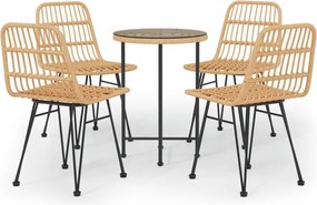 vidaXL 5 részes polyrattan kerti étkezőgarnitúra