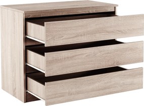 3 fiókos komód, tölgy sonoma, HANY NEW 003