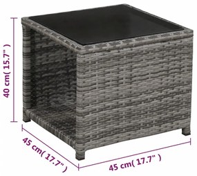 3 darabos szürke polyrattan bisztrószett párnákkal