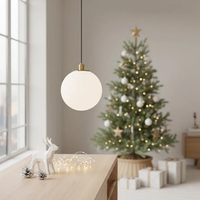 RENDL BOULDER 30 závěsná opálové sklo/česaná mosaz 230V LED E27 15W