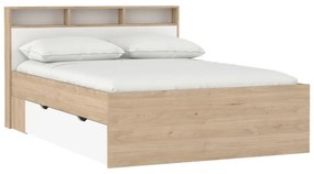 Natúr színű ágyneműtartós franciaágy ágyrács nélkül 140x200 cm tölgyfa dekorral Ikast – Tvilum