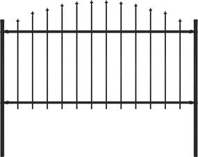 vidaXL fekete acél kerti kerítés lándzsás tetejű 170 x 150 cm
