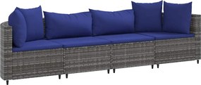 vidaXL 4 részes szürke polyrattan kerti ülőgarnitúra párnákkal