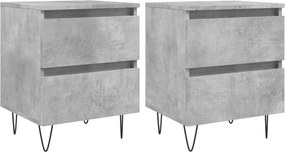 vidaXL 2 db betonszürke szerelt fa éjjeliszekrény 40 x 35 x 50 cm
