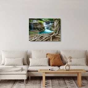 Üveg kép - Folyó vízesésekkel (70x50 cm)