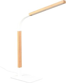 Fehér-natúr színű LED dimmelhető asztali lámpa fa búrával (magasság 73,5 cm) Norris – Trio
