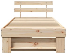 Ágykeret fejtámlával fiókkal Barna 75 x 190 cm Tömör fenyőfa