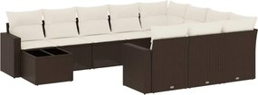 vidaXL 11 részes barna polyrattan kerti ülőgarnitúra párnákkal