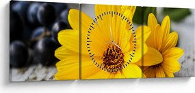 Sárga virág képe (órával) (90x30 cm)