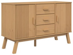 OLDEN barna tömör fenyőfa tálalószekrény 114 x 43 x 73,5 cm