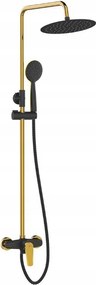 Fali zuhanyszett csapteleppel és esőztetővel fekete-arany