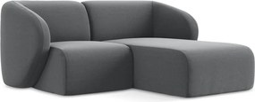 Szürke bársony sarokkanapé (jobb oldali-heverő résszel) Lani – Makamii