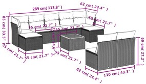 10 részes szürke polyrattan kerti ülőgarnitúra párnákkal