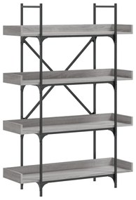 4-szintes szürke sonoma szerelt fa könyvespolc 100x33x145,5 cm