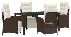 vidaXL Kert étkező szett párnával 5 pcs Barna polirattan