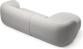 Világosszürke bársony sarokkanapé (bal oldali-heverő résszel) Kate – Micadoni