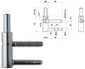 Otlav pánt 3D 14mm FIÚ ezüst (csaphossz 38mm)