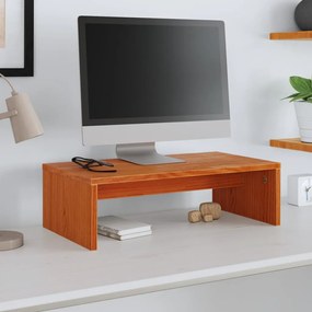 viaszbarna tömör fenyőfa monitorállvány 50x27x15 cm