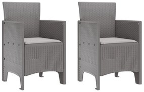 3 Darabos Kerti Étkező Garnitúra Párnákkal Világosszürke Poly Rattan