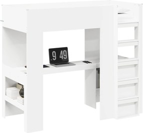 vidaXL Emeletes ágykeret íróasztallal Fehér 90 x 190 cm Faanyag