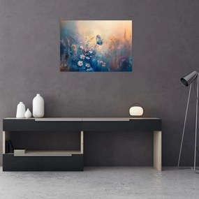 Üveg kép - Rét pillangóval (70x50 cm)