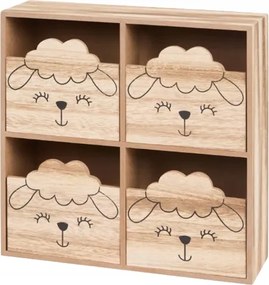 Mini Gyerek Komód Asztali Gombos Dekoráció Fa Bárány 27cm