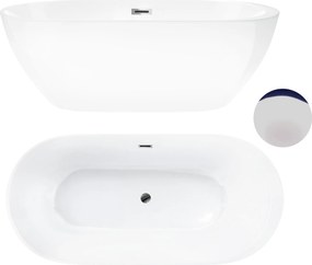 Aquauno Szabadonálló Kád 170x80 cm Szifonnal Dugóval És Túlfolyóval Króm