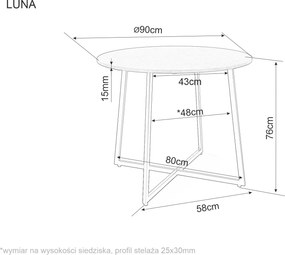 AKCIÓ Kerek étkezőasztal tölgy dekor asztallappal LUNA 90x90 II. osztály