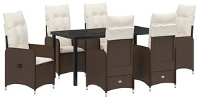 vidaXL Kert étkező szett párnával 7 pcs Barna polirattan