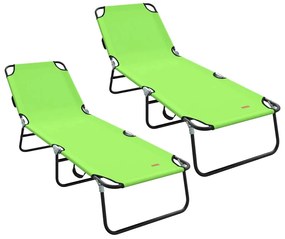 vidaXL Összecsukható nyugágy 2 pcs Zöld 188 x 57 x 86,5 cm Poliészter