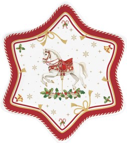 Karácsonyi porcelán csillag tányér díszdobozban Christmas Tale