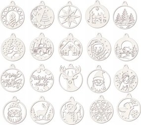 KarĂĄcsonyfa gömbök fa dĂszek KarĂĄcsonyi medĂĄlok fehĂ©r 20db minta