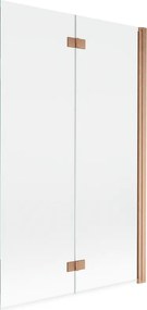 Mexen Mist 2-szárnyú, jobb oldali, 110 x 150 cm-es fürdőszobai paraván, átlátszó, csiszolt réz - 8A9-110-002-65-00-P