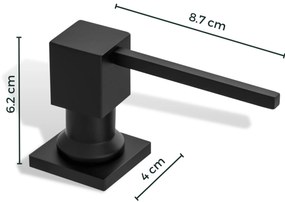 Mosogató Quality Quatro, mosogatószer adagoló mosogatóhoz 400ml, matt fekete, SKQ-DOK-BK
