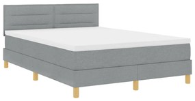 Boxspring ágy matraccal &amp; LED világítással Világosszürke 140x200 cm Szövet