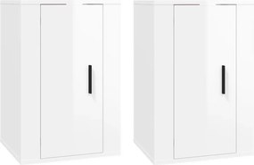 vidaXL 2 db magasfényű fehér fali TV-szekrény 40x34,5x60 cm