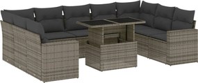 vidaXL 10 részes szürke polyrattan kerti ülőgarnitúra párnákkal