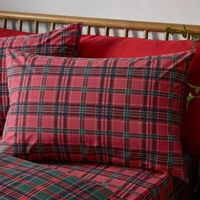 Piros-sötétzöld egyszemélyes ágyneműhuzat 135x200 cm Tartan Check – Catherine Lansfield