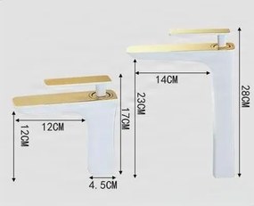 Mosdócsaptelep EYN GU2239 egykaros kivitelben, 17 vagy 28 cm, arany, fehér és fehér-arany felülettel — 17 cm