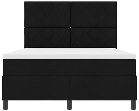 Rugós ágy matraccal és LED fényekkel, fekete, 140x200 cm, szövet