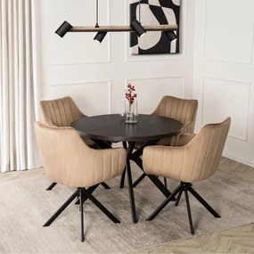 Forgó Étkező/Tárgyaló Szék Bézs Bársony Szövettel. MUMBAI 2