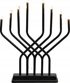 Adventi Gyertyatartó Led Fém Időzítővel 8 Lámpa 32 X 27 CM Fekete