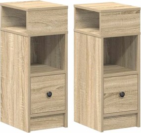 vidaXL 2 db sonoma tölgy színű éjjeliszekrény fiókkal 25 x 31 x 66 cm