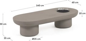 Taimi kerti beton dohányzóasztal, 140 x 60 cm - Kave Home