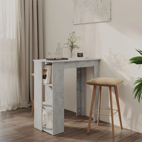 Betonszürke szerelt fa bárasztal polccal 102 x 50 x 103,5 cm