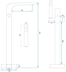 Rea Clark, szabadon álló akkumulátor h-920, matt fekete, REA-B5300