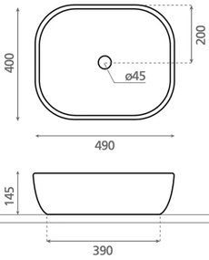 Bathco 4072 - OLEA ráépíthető mosdó 49x40 cm porcelán/fehér