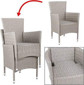 Casaria® Rattan fotel 2 db - krém